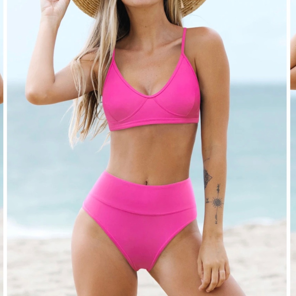 Pink High Waist Bikini Set